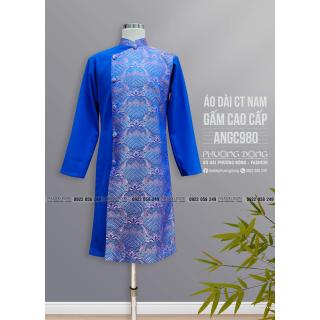 Áo Dài Cách Tân Nam Gấm Và Phối Gấm ANGC980